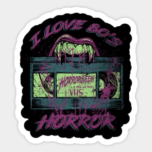 I LOVE 80'S HORROR (teal purple lime) Sticker